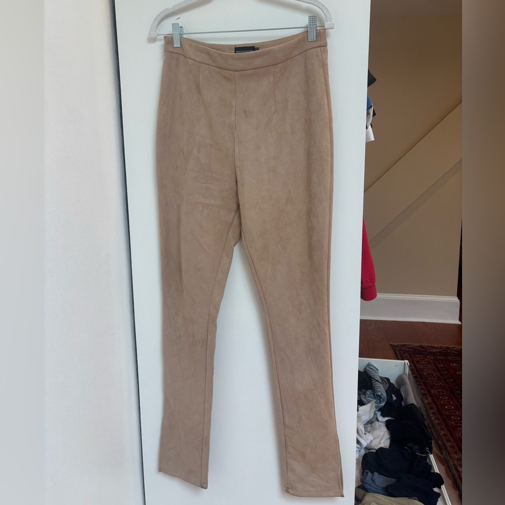 PrettyLittleThing Tan Straight Leg Pants